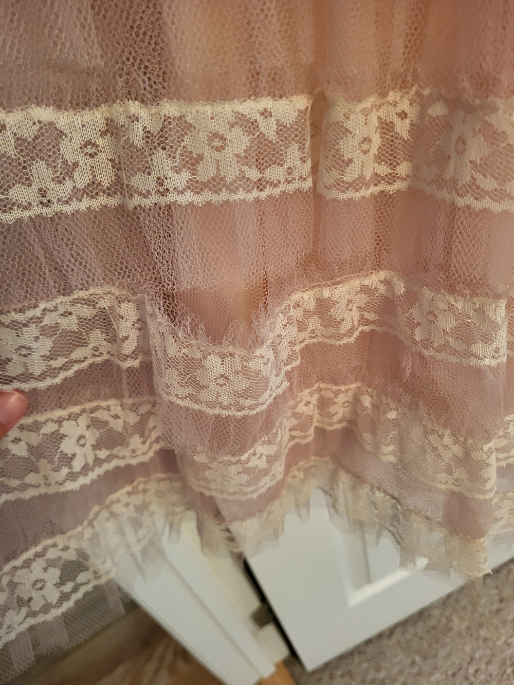 Blush Pink Vintage Lace And Tulle 1950s Strapless Dress - Picture 8 of 13